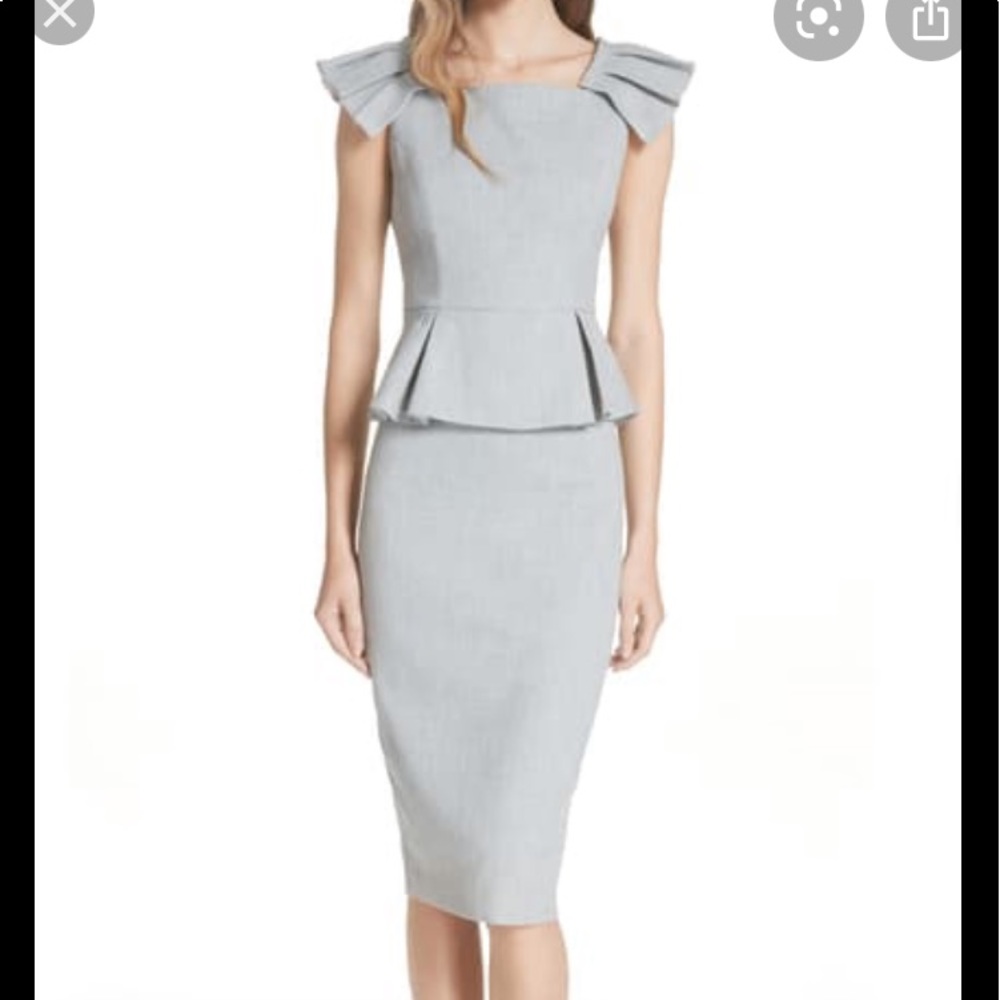 NWT Ted baker pleated shoulder peplum dress gray 2